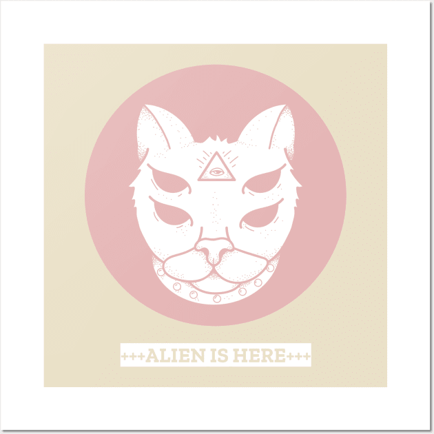 Alien is here- cat alien design Wall Art by Eternal Experience